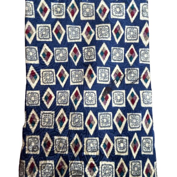 Blue Geometric Square and Diamond Tie - Picture 5 of 7